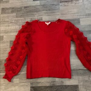 No Boundaries Red Sweater with Textured Sleeves